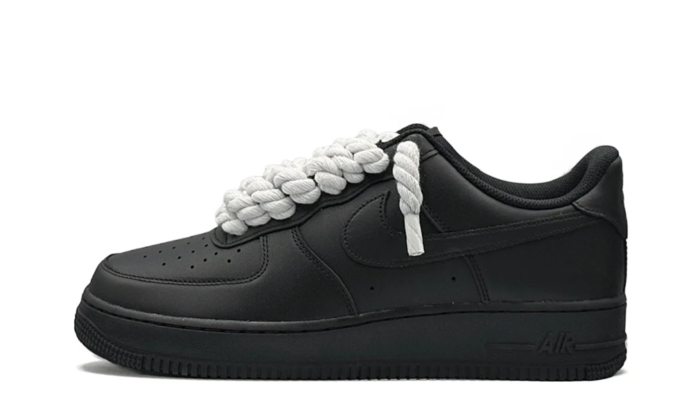 Nike Air Force 1 Low 07 Triple Black / White Rope Laces