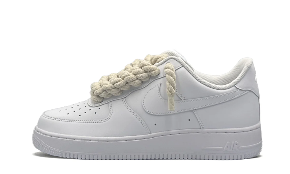 Nike Air Force 1 Low 07 Triple White / Beige Rope Laces