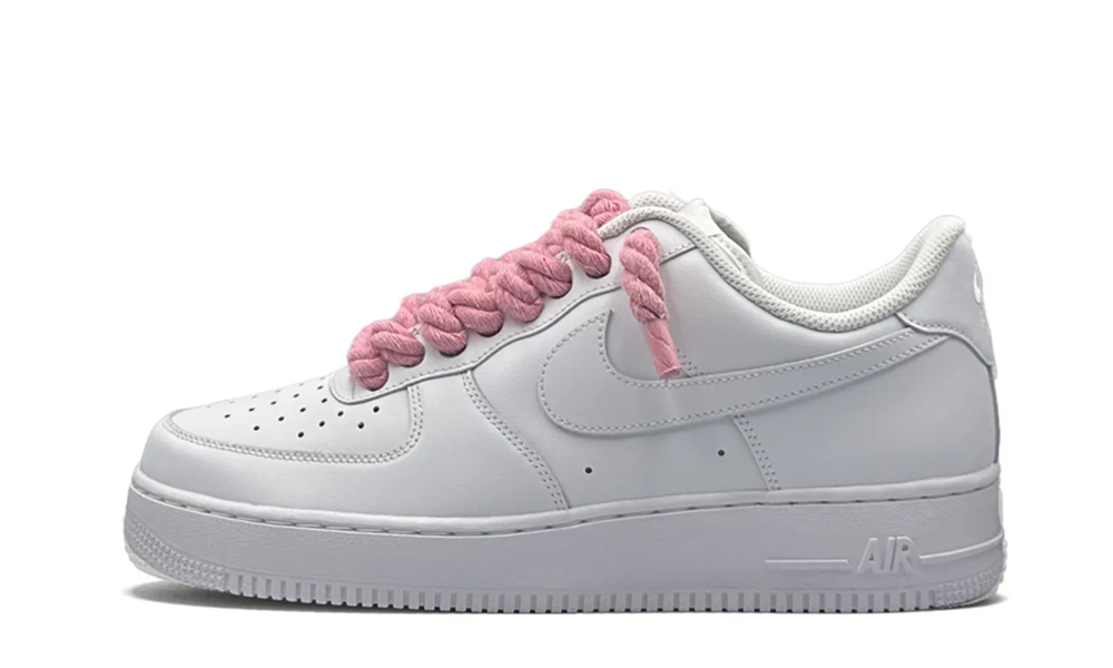 Nike Air Force 1 Low 07 Triple White / Pink Rope Laces
