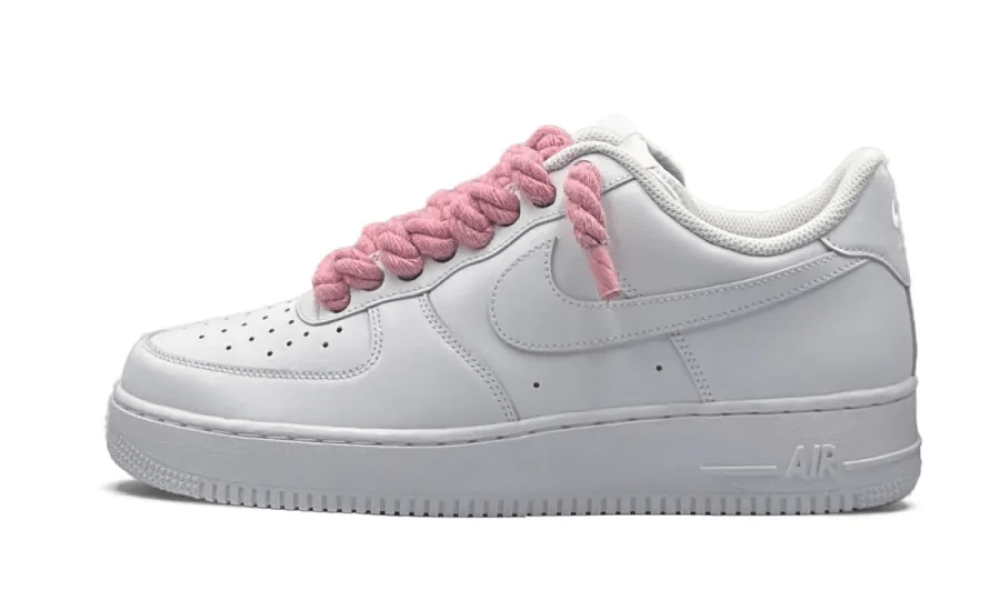NIKE AIR FORCE 1 LOW 07 TRIPLE WHITE / PINK ROPE LACES